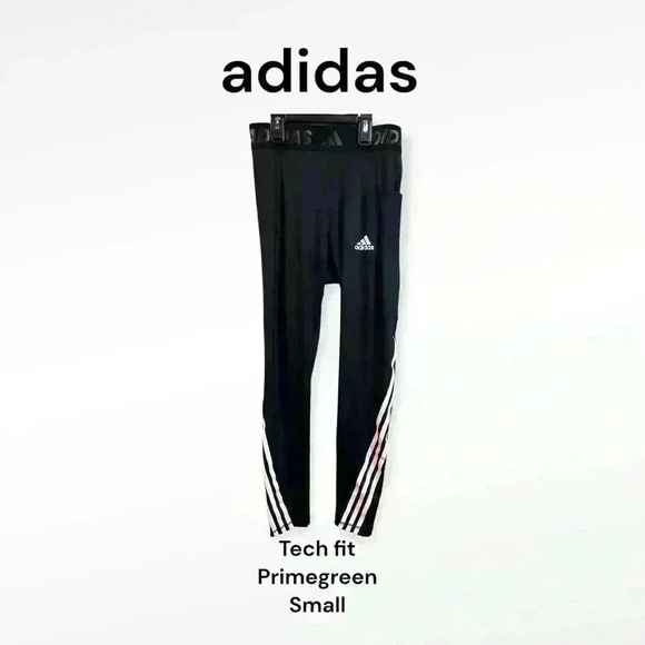 Adidas TechFit High-Rise 3/4 3-Bar Training Tights Leggings Black Size S - Picture 1 of 9